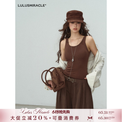 LulusMiracle【热力捕捉】桑蚕丝复古辣妹U领修身吊带背心上衣女