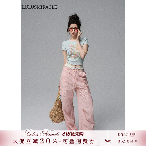 李小璐夏日多巴胺T恤工装裤套装