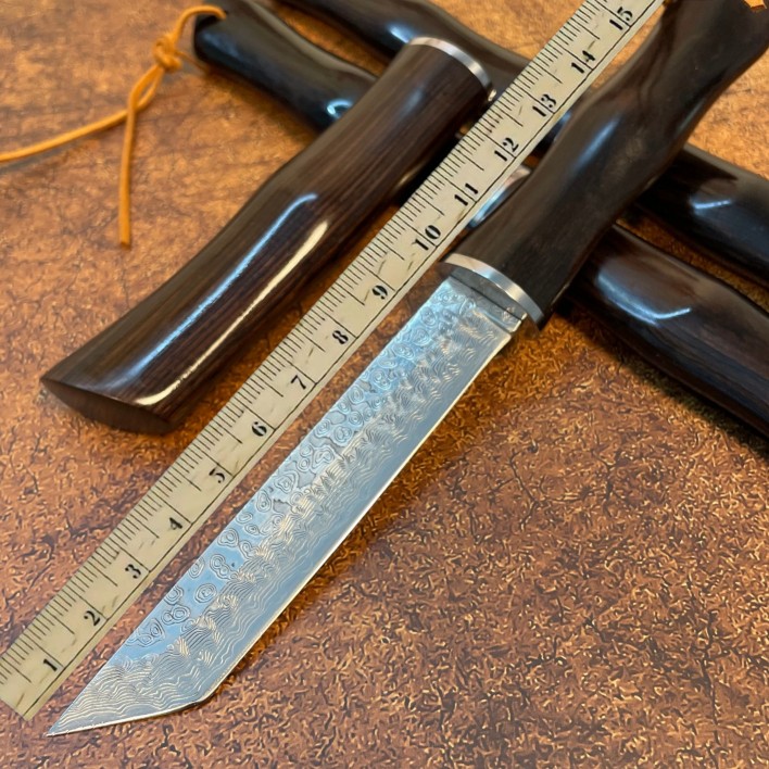 户外防身刀具爆款菊田水果刀家用削皮镇尺武士锋利大马士革钢正品