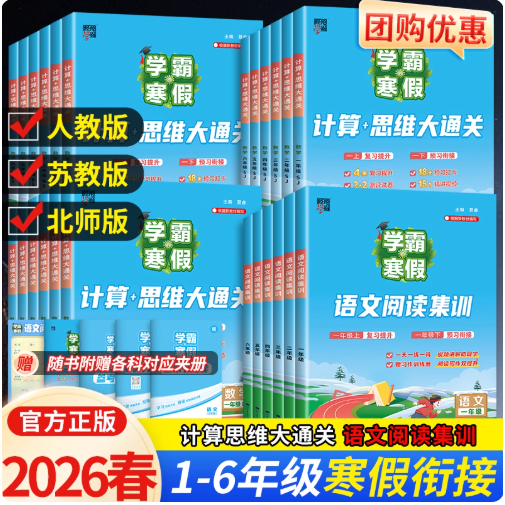 2026新版经纶学霸的寒假衔接作业一二三四五六年级上册下册全套人教版苏教北师语文阅读集训小学数学计算题思维大通关练习册预复习