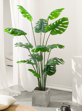 北欧彷真绿色植物龟背叶竹彷生假植物大型盆栽装饰室内客厅落地摆