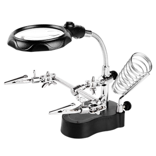 台式放大镜工作台台灯焊接带led灯烙铁架支架桌面维修用电路板高清高倍修手表专用100手机50钟表20专业1000