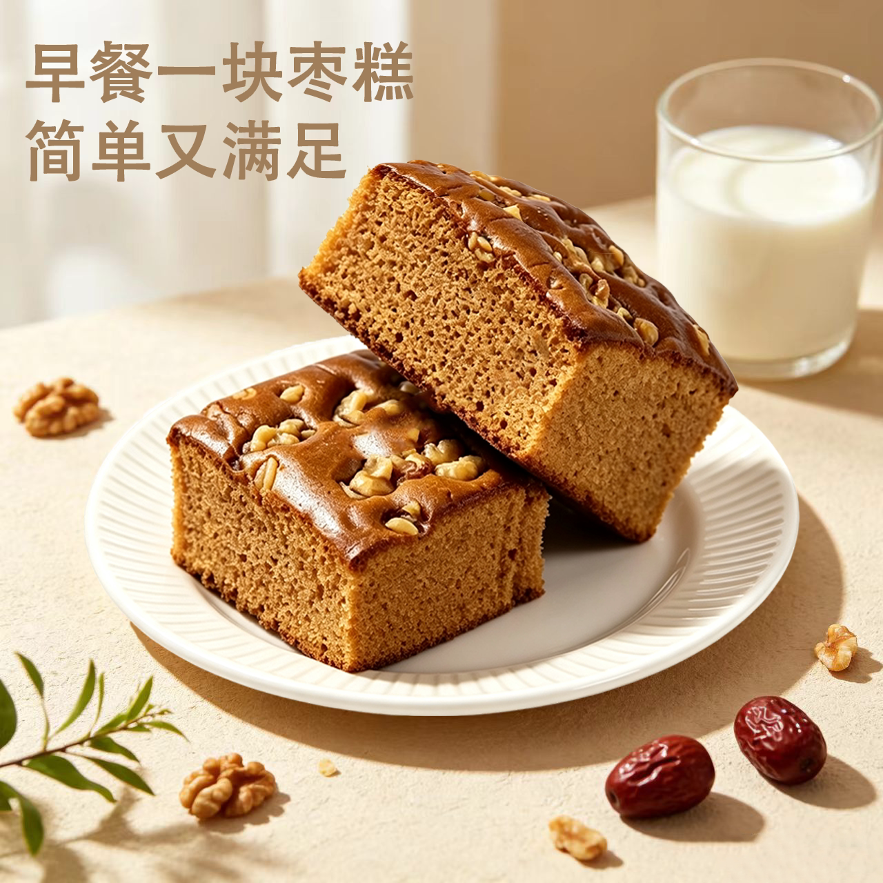 【咔丽滋旗舰店】切块枣糕核桃味坚果面包蛋糕老北京红枣糕点食品