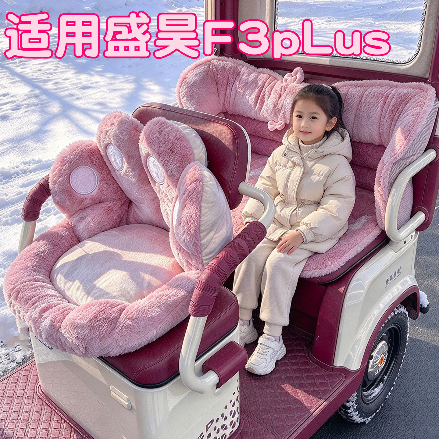 适用盛昊F3pLus坐垫套专用三轮车加绒加厚冬季四季通用电动车座套
