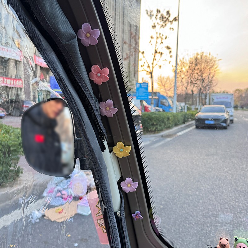 适用雅迪cm16装饰用品电动三轮车立体小花贴画电瓶车内改造小配件