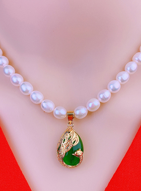 戴多美米珠天然淡水珍珠项链金镶玉白色强光送妈妈正品吊坠礼物