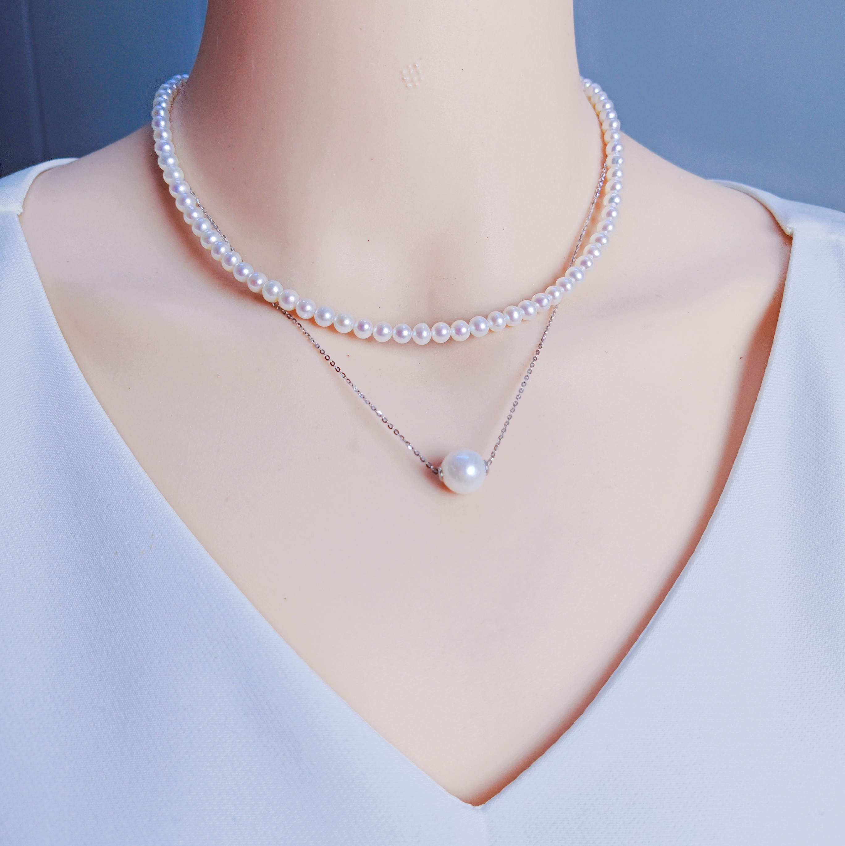 戴多美天然淡水珍珠项链2件套