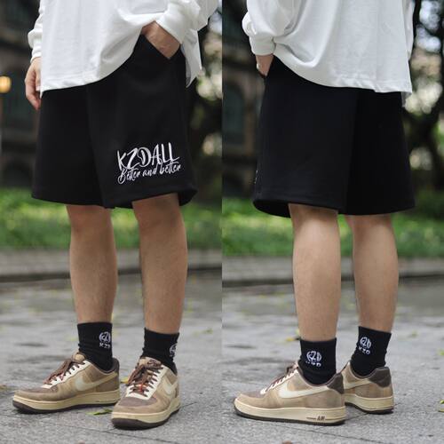 KZDALL英文logo刺绣短裤