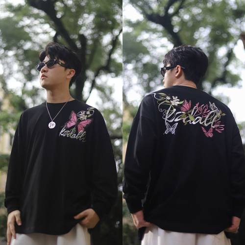 KZDALL花卉蝴蝶刺绣长袖