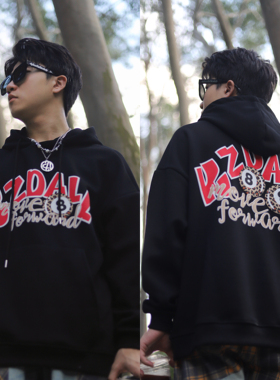 KZDALL原创设计豹纹桌球发泡印花连帽卫衣创意秋冬休闲宽松男女