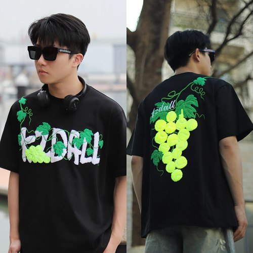 KZDALL葡萄网球毛巾绣短袖美式