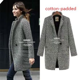 外套女毛呢大衣 women long wool coat winter jacket sweater3XL