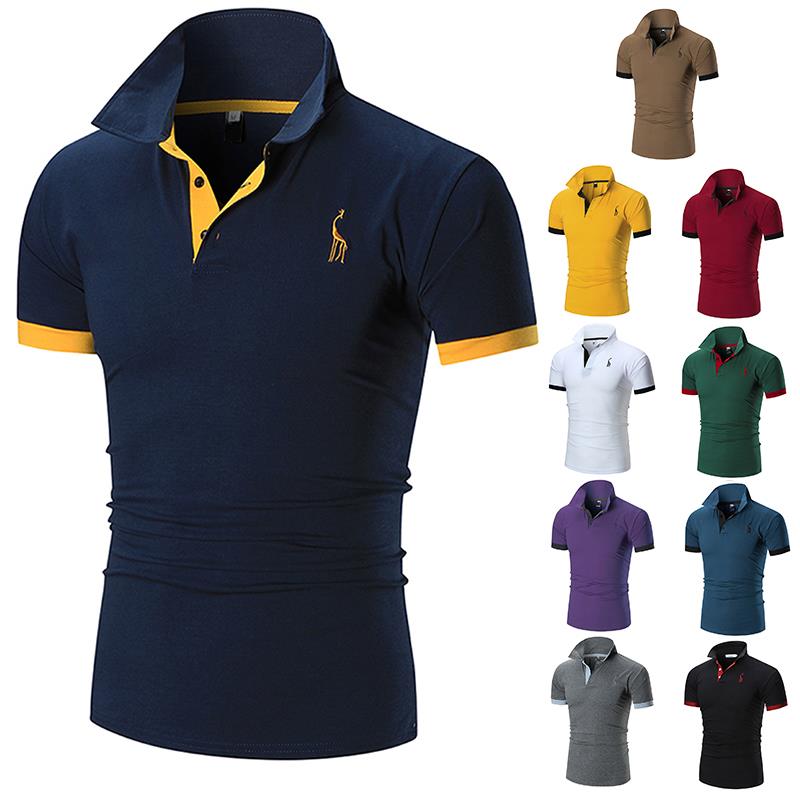 Men s Stand Collar Cotton T Shirt Camisa Polo Shirts 男士T恤