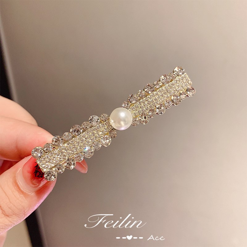 高级精致小夹子头饰发夹女刘海边夹满钻珍珠发卡侧边前额网红卡子