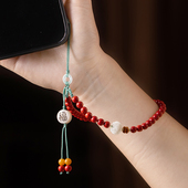 朱砂手腕手机挂绳挂饰兔年本命年手机吊饰女精致串珠手机挂绳手腕