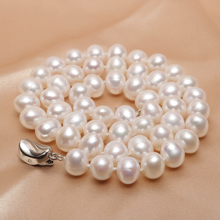 正品天然淡水珍珠项链女款近圆珍珠项链送妈妈款婆婆送长辈礼品