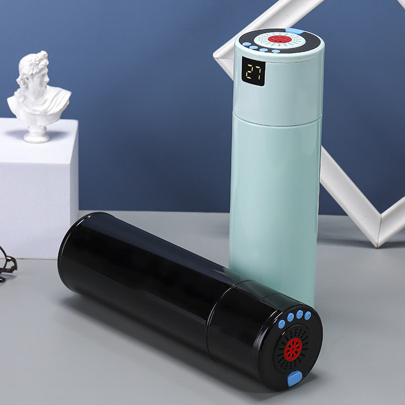 智能音乐水杯保温杯带收音机触摸报温度音箱防水蓝牙保温杯水杯
