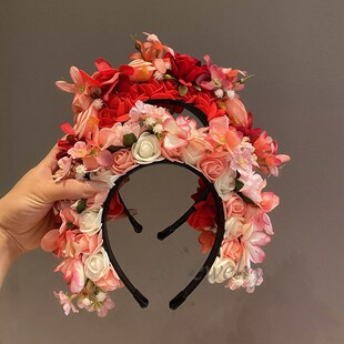 泉州浔埔簪花头饰发箍女绢花带齿花环古L风汉服写真拍摄道具新款