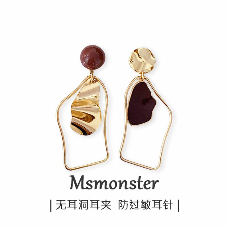 复古港风耳环2021年设计感耳夹女无耳洞冷淡风高级感耳饰圆脸小众