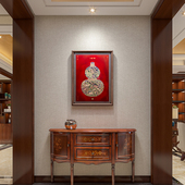 新中式 饰n画轻奢高档福禄临门走廊过道挂画实木手工烧 入户玄关装