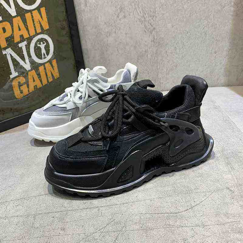 。2021透气男鞋秋季韩版潮流百搭网面白色休闲运动网红老爹ins潮