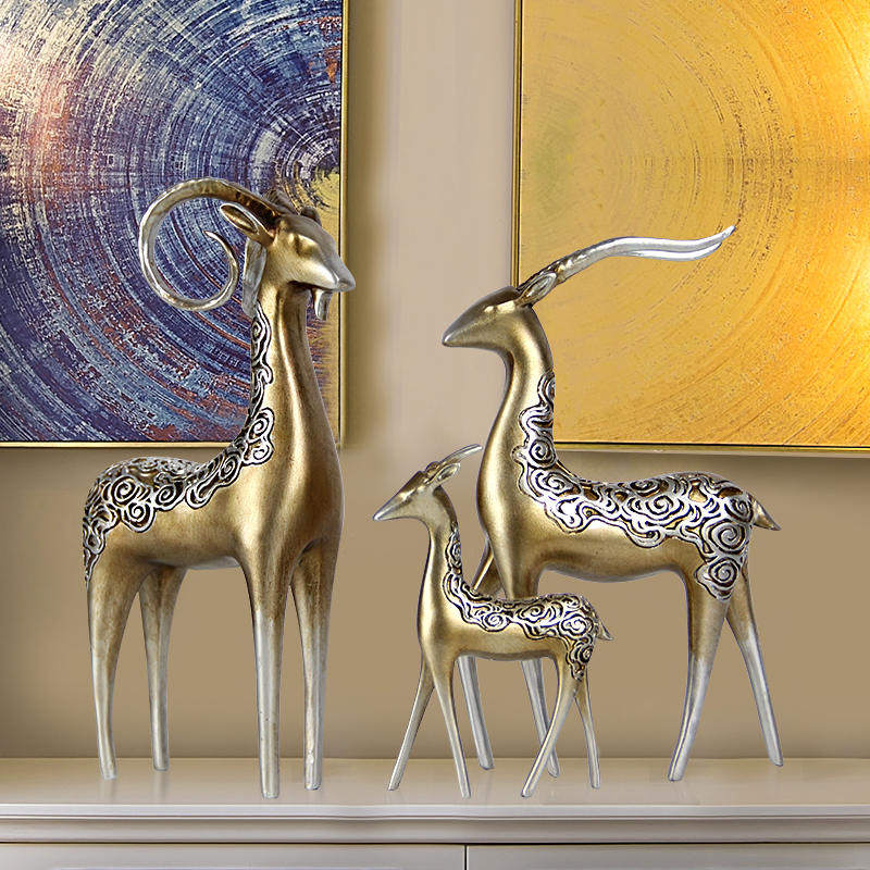 欧式创意三羊开泰摆件现代简约客厅电视柜酒柜桌面家居装饰工艺品