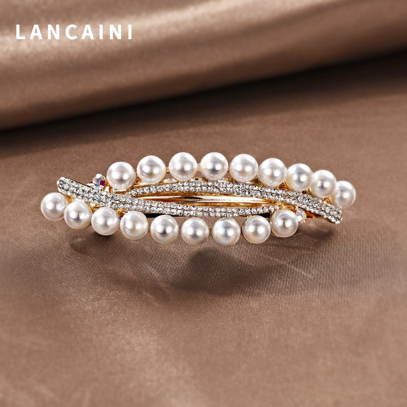 夹子头饰简约珍珠发夹2021年新款韩国高端优雅后脑勺顶夹妈妈发卡