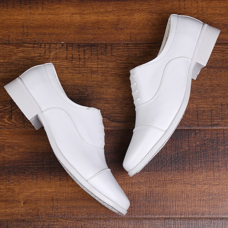 三接头正装耐黄白皮鞋男士三节头工作演出婚礼皮鞋换装季军旅风