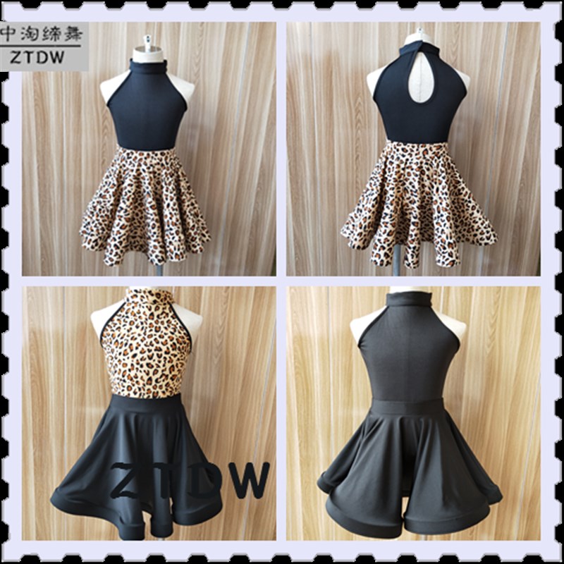 拉丁舞服装套装儿童拉丁舞裙女童夏季短袖舞蹈服练功服拉丁演出服