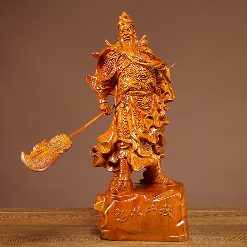 花梨木雕关公像摆件家居客厅红木雕刻武财神爷公司开业送礼工艺品