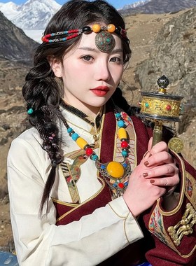 云南丽江旅拍摄影民族风项链藏族舞蹈头饰旅拍道具女配饰饰品