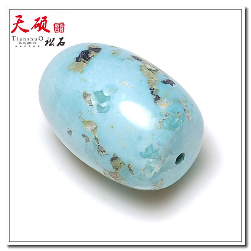 高瓷蓝原矿无优化绿松石桶珠单颗顶珠老型珠散珠天然无胶无蜡原石