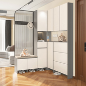 现代入户客厅柜组合翻斗鞋 饰柜玻璃屏风隔断柜 柜一体转角玄关柜装