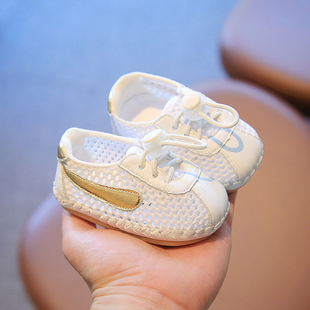 一岁男女宝宝凉鞋 软底婴幼儿网面鞋 包头0 12个月婴儿学步鞋 夏季