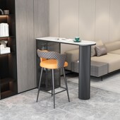 吧台桌家用岩板小书桌北欧简约风 客厅阳台隔Q断柜靠墙厨房高脚