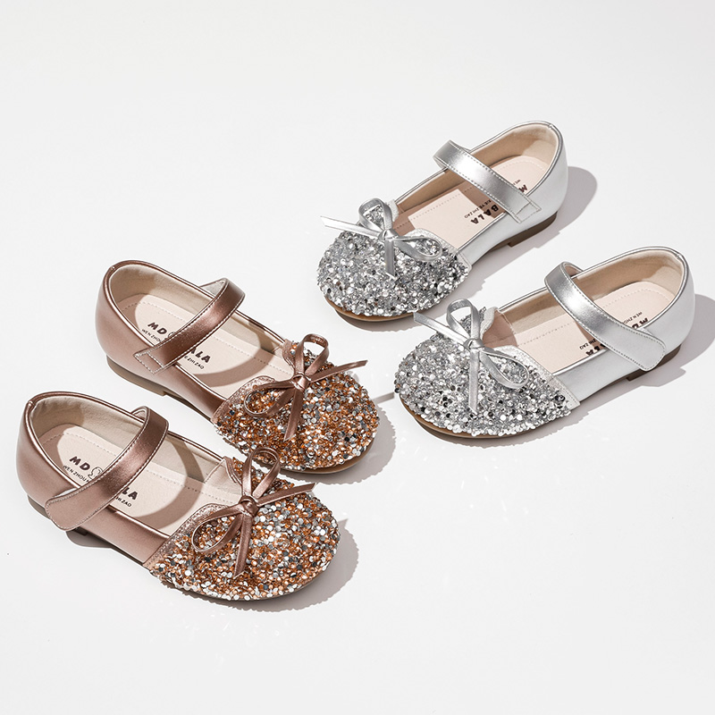女童公主鞋2023春季水晶鞋小皮鞋儿童走秀舞台礼服表演出软底单鞋