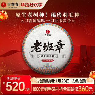 新品上新【老班章羽毛种】2024年春茶云南勐海普洱茶生茶357g饼茶