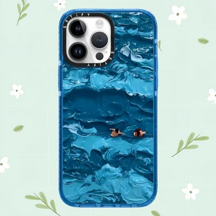 CASETiF艺术家联名蓝色油画海浪适用于苹果16Promax 韩国代购 plus手机壳iphone15promax防摔14pro保护壳13