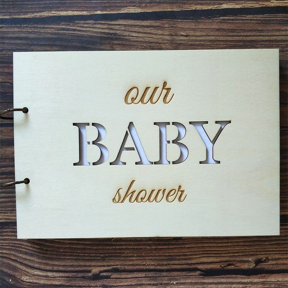 wood baby shower guest book photo guestbook baby album sign