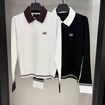 25新款高尔夫服装女士长袖针织衫时尚百搭休闲减龄拼接显瘦打底衫