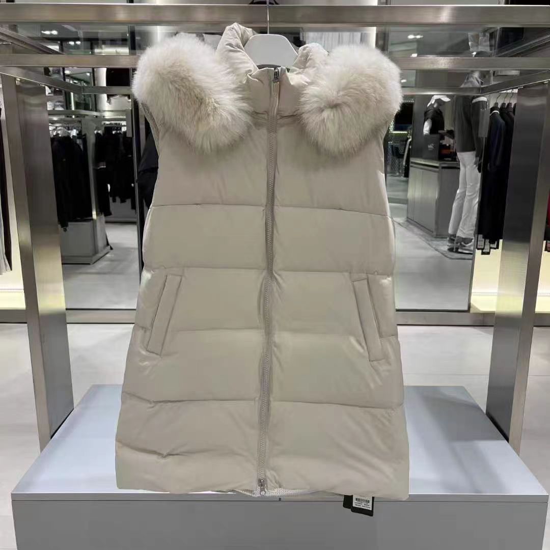 25秋冬新款高尔夫女士休闲百搭无袖马甲外套拉链连帽保暖羽绒服