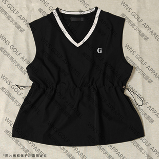 春夏新款高尔夫女装速干抽绳无袖马甲修身显瘦防风衣户外运动上衣
