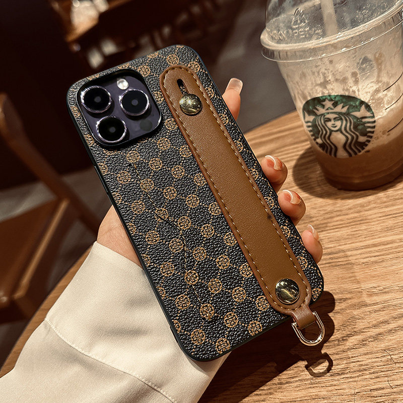 适用苹果16手机壳iphone15pro新款12高级感14plus皮质防摔13promax奢华腕带插卡支架14Pro男商务女潮牌保护套
