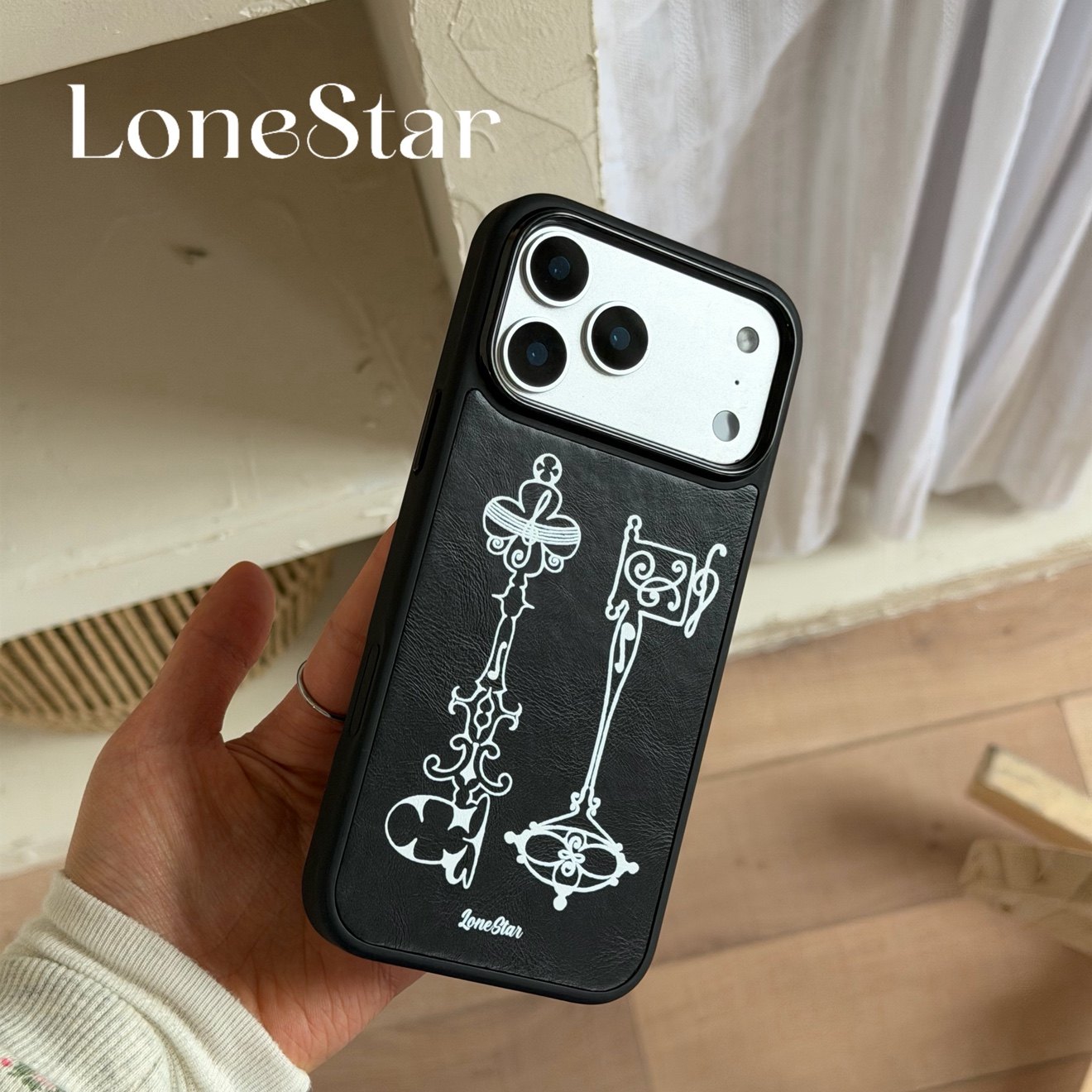 LoneStar原创线条钥匙复古百搭简约油蜡皮黑边甲神壳适用苹果17promax全包大孔手机壳,3C数码配件,手机保护套/壳,淘宝优惠券,粉丝福利购,淘宝优惠卷