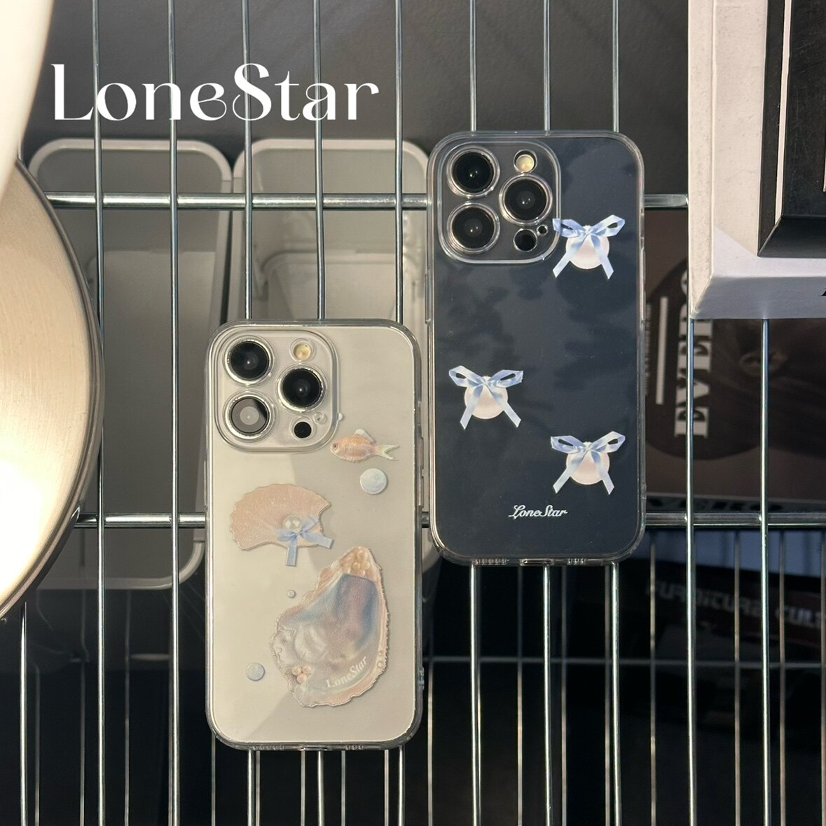LoneStar原创海洋贝壳珍珠清凉系透明印花软壳适用苹果17promax全包精孔手机壳