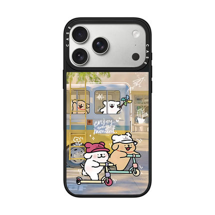 CASE线条小狗滑板车适用苹果17promax壳iPhone16promax保护套15pro全包防摔14可爱13卡通12情侣17磁吸女
