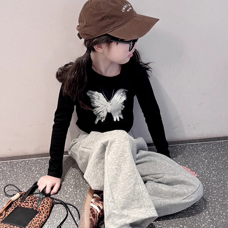 女童黑色打底衫秋季潮酷上衣