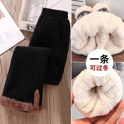 女童冬季加绒加厚裤保暖灯芯绒裤