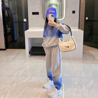 女童运动服套装春秋儿童网红炸街