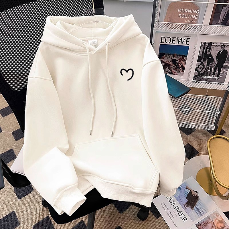 女大童卫衣春秋白色时髦连帽上衣